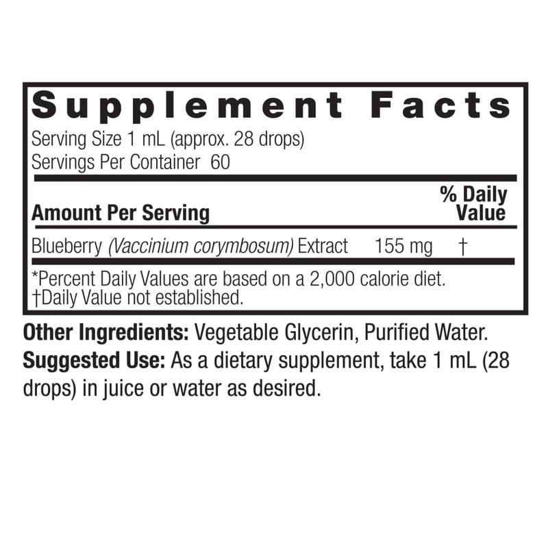 Natural's Answer BlueberyExtract 5000mg, Gluten-Free, Alcohol-Free, 60 ml