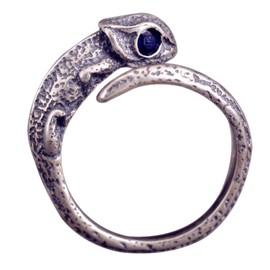 NicoWerk SRI392 Women's Silver Ring Chameleon 925 Sterling Silver Vintage Animal Nature Blackened Adjustable Open, Sterling Silver, No Gemstone