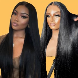 VTKXGG Lace Front Wig 13x6 Straight Human Hair Wig for Women Long Natural Black Human Hair 180% Density Lace Frontal Human Wigs for Black Women Peruque Femme Cheveux Humain (13x6 Straight Wig, 16 Inch)
