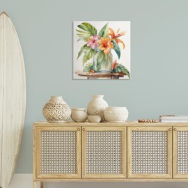 Stupell Industries Tropical Floral Jar Canvas Wall Art Design by Kim Allen, 30 x 30
