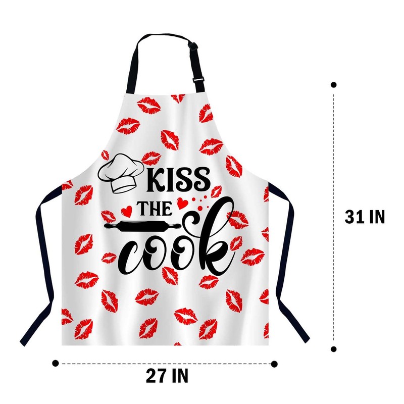 Xuwenz Kiss The Cook Bib Apron with Adjustable Neck for