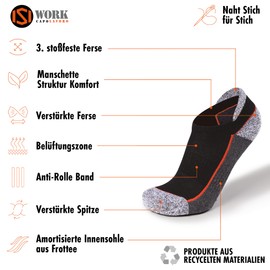 Work Socks Men and Women - 6 Pairs Pack - Size from 35 to 50. Ankle High Socks Calf High Socks and Knee Socks 53% Cotton Reinforced and Breathable Work/Work Socks, JOB 03