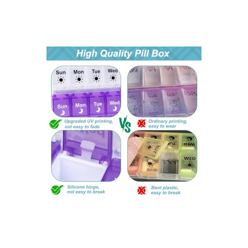 Shintop Am Pm Pill Organizer 7 Day, Push Button Weekly