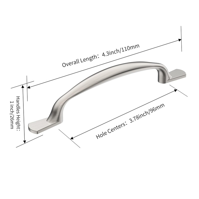 FURNIWARE Pack of 10 Cabinet Handles, 96mm(3.8 Inch) Hole Center
