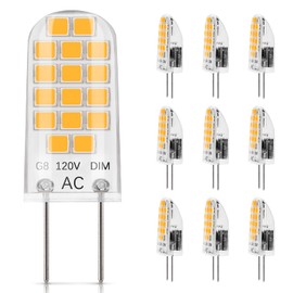 DiCUNO G8 Dimmable LED Bulb, 2W (20W Equivalent), 2700K Warm White, 200lm, 120V JCD Bi-Pin for Under Cabinet Lighting, 10-Pack