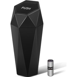 HOTOR Car Trash Can with Lid - 1 Pack, Mini Essential Car Accessories for Interior, Leakproof Car Garbage Can with 15 Attached Trash Bags, Multipurpose Car Organizers and Storage,Black