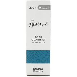 D'Addario Organic Reserve Bass Clarinet Reeds - Reeds for Clarinet - Individually Sealed - 3.0+ Strength, 5 Pack