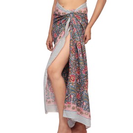 Hand Block Printed Cotton Sarong for Women – Beach Wrap, Scarf, Swimwear Cover-Up, Pareo | Lightweight Summer Gift for Her (Indigo Blue, One Size)