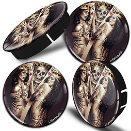 SkinoEu 4 x 60mm 3D Gel Car Wheel Centre Universal Rims Hub Center Caps Vehicle Auto Tuning Emblem Skull C 46