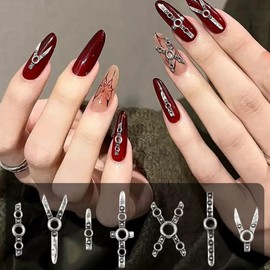 NAIL ANGEL Nail Accessories Random Mixed 50pcs Punk Exaggerated Dark Black Series Nail Alloy Accessories JA022
