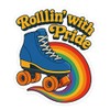 Pride Roller Skate with Rainbow Stream Roller Disco Sticker (2.5"