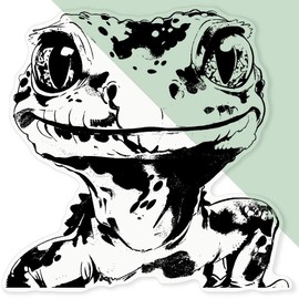 'Happy Leopard Gecko' Clear Sticker Decal – Waterproof Film for Windows, Cars, Walls & Crafts, XL (460mm) (DC00131891)