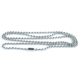 Ball Chain Dog Tag Necklace - 4 and 24 Inches Long - 2.4mm Bead Size - Matching Connector - Adjustable Metal Bead Chain - Multiple Pack Sizes - Black or Silver