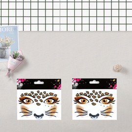 Miaija 3Pcs Leopard Face Art and Tattoo Stickers Make-Up Leopard Tattoos Fake Leopard Face Stickers Fashion Women's Accessories for Kids Adults Festival Cosplay