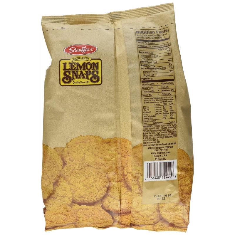 Stauffer's Lemon Snap Cookies 3 Pack 14oz Crunchy Lemon Flavor