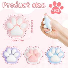 4 Pcs Taba Squishy, Cat Paw Squishy for Stress Relief, Fun Fidget Toys, Cute Super Soft Squeeze Toys, Taba Squishies Paw for Kids Adults Effective Anxiety Relief Decompression and Relaxation