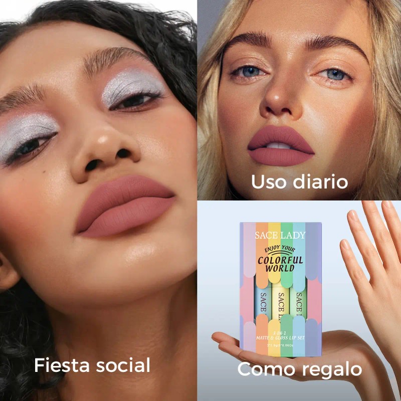 Sace Lady Labial Líquidos Mate Larga Duración Set 3 Pcs