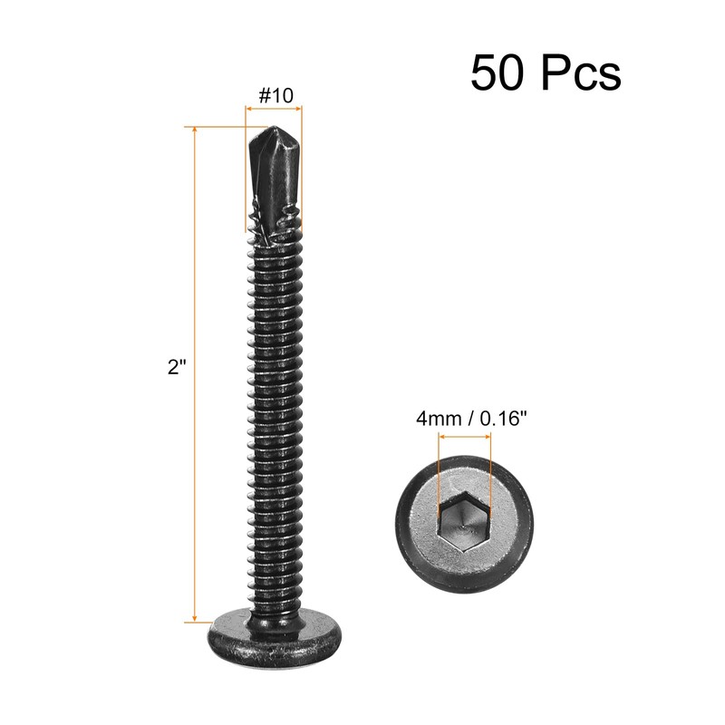 uxcell Hex Socket Self Tapping Screws, #10 x 2 410