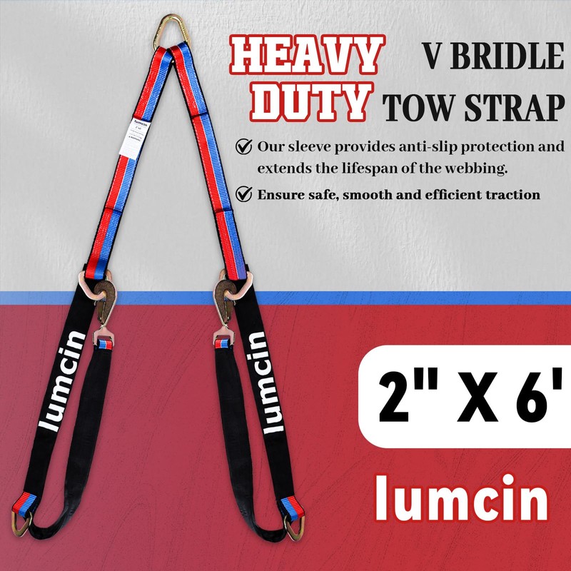 Iumcin V Bridle Tow Strap with Hooks,Heavy Duty Vehicle Recovery
