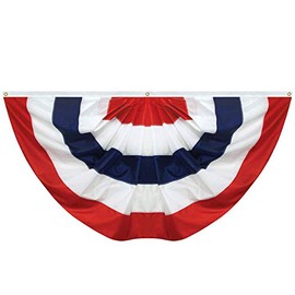 5x10' Patriotic Red White and Blue, Nylon Bunting Pleated Fan Banner Decoration, Made in USA