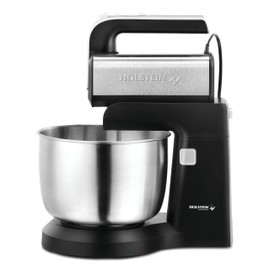 Holstein Housewares - 250W 5-Speed Hand and Stand Mixer with LED Light, Black/Stainless Steel