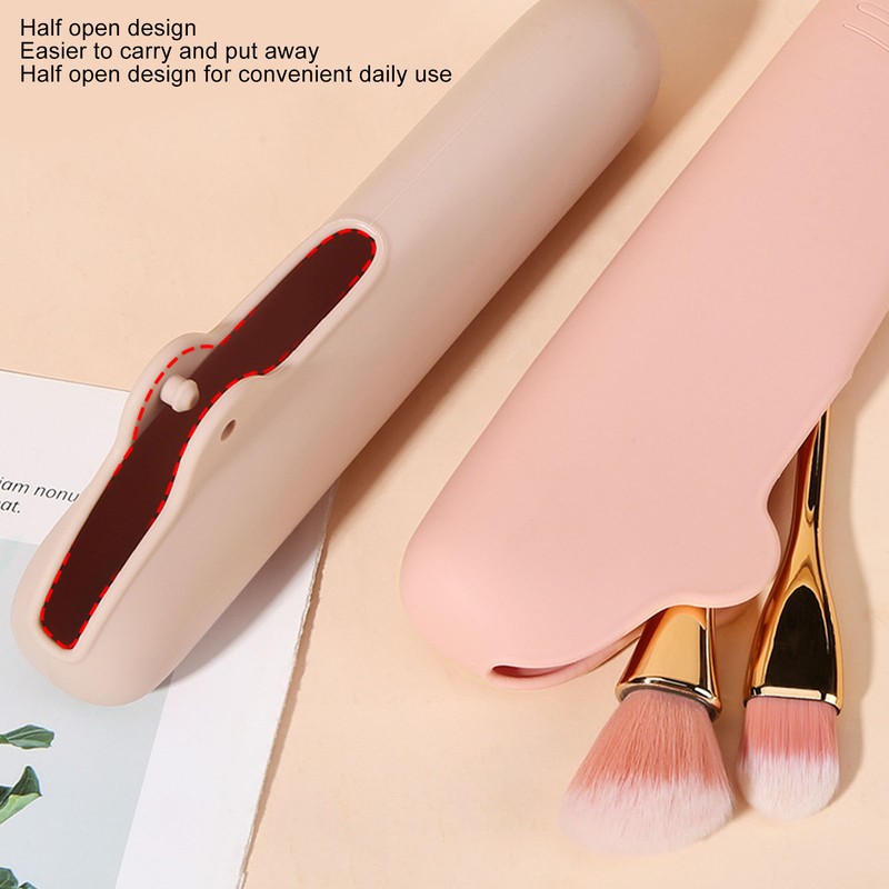 2PCS Silicone Makeup Brush Holder Waterproof Soft Portable Cosmetic Storage