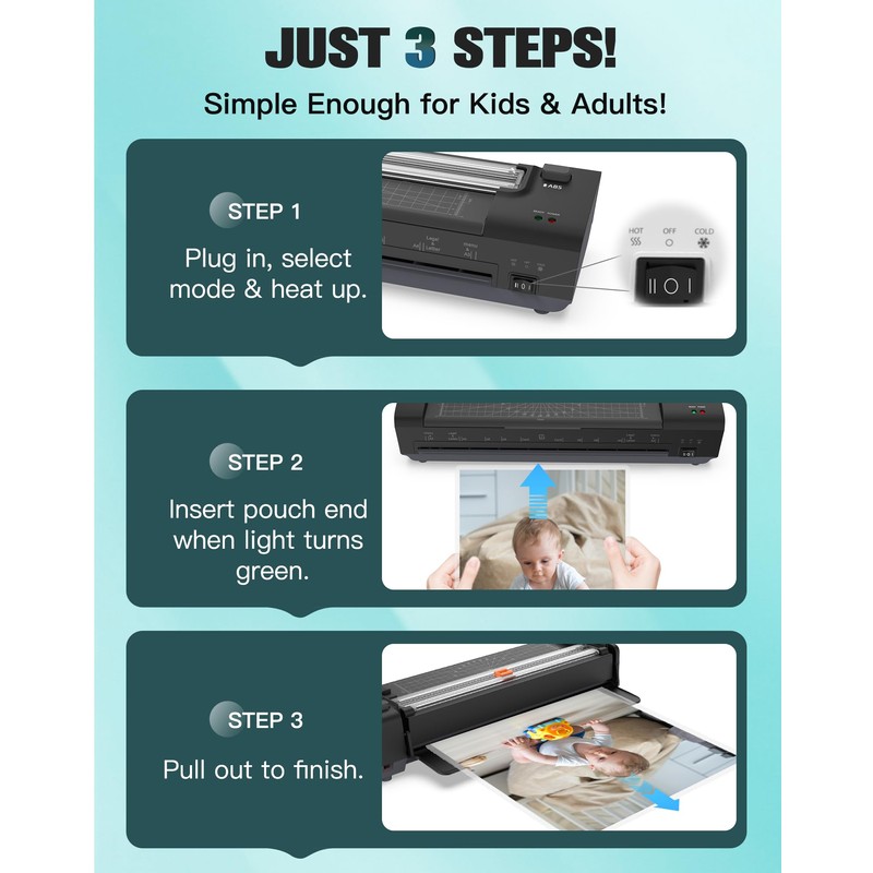 13 Inch Laminator Machine with Auto Paper Feed, Never Jam