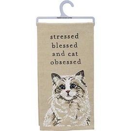 Primitives by Kathy Stessed Blessed and Cat Obsessed - Toalla de Cocina