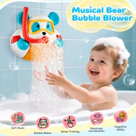 Bath Toy from 1 2 3 4 5 Years, Bath Toy Baby with Music, Bear Foam Machine, Bath Toy Bubble, Water Toy Children Bath Fun Gifts for Boys and Girls 1-5 Years