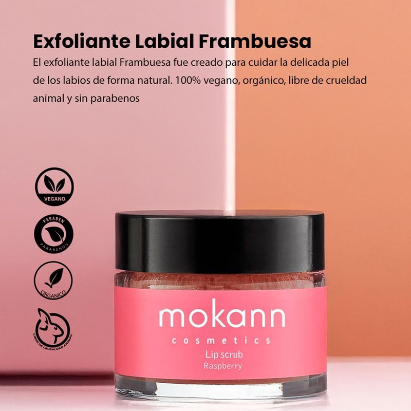 exfoliante labial con frambuesa y aceites nutritivos suaves 15ml