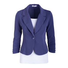 Auliné Collection - Blazer de punto de color liso para mujer, Azul (Denim), 1 X
