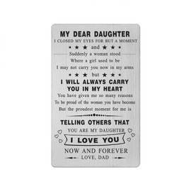 Yobent to Daughter from Dad, Proud of Daughter Birthday Metal Wallet Card from Father, Personalized Card Gifts from Mom Dad