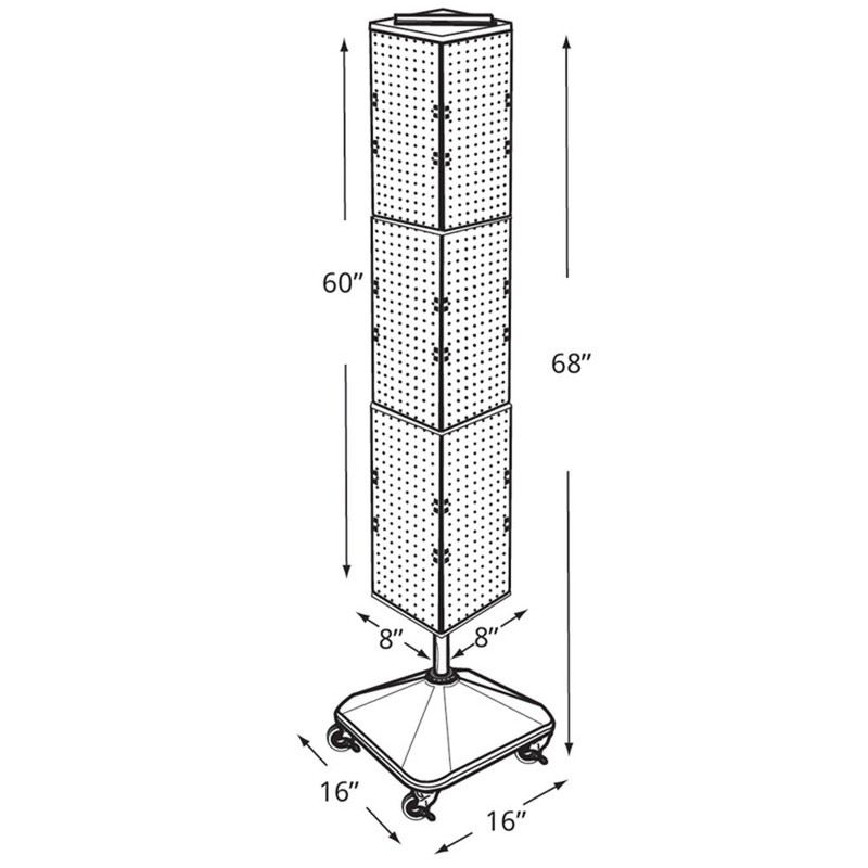Azar Displays 703390-WHT Standard Four- Sided Interlocking Pegboard Floor Display,