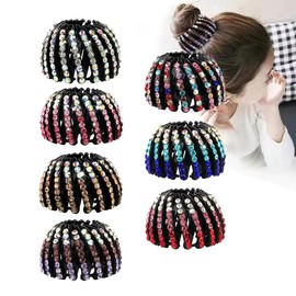 7 Pcs Bird Nest hairpins Hair non-slip design Diamond sparkling expandable bun fixed hair claw for women and girls