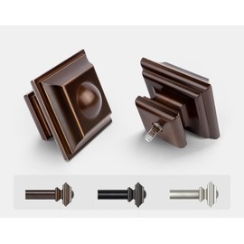 KAMANINA 1 Inch Curtain Rod 32 to 58 Inches (2.6-4.8ft), Bronze Curtain Rods for Windows, Single Drapery Rods with Square Finials