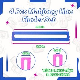 Mtuiewo 4 Pcs Reinforced Acrylic Mahjong Line Finder, Mahjong Rules Helper Reader for Quick Rule Reference, Pink and Blue with Metal Buckle for Travel