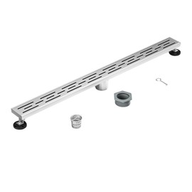 36 Inch Rectangular Linear Shower Drain Set with Brick Pattern Grate, 304 Stainless Steel Bathroom Floor Drain with Hair Catcher, Shower Floor Drain Includes Adjustable Leveling Feet