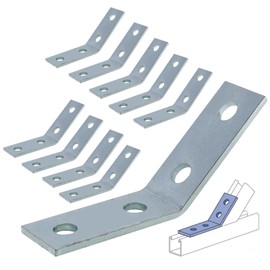 CNQLIS 10 Pcs 45 Degree Angle Bracket Fitting for 1-5/8 Strut Channel, 4 Hole Corner Brace Connector, 3/16" ThickThick