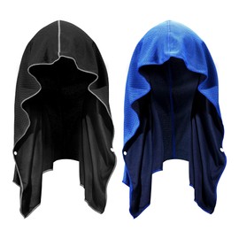 HoneyHu Cooling Hoodie Towels Cooling Neck Wrap for Hot Weather (2pk) Black &Blue