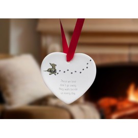 Image Industry Lurcher Walk Beside Us Ceramic Heart - Dog Memorial - Memorial Gift - Hanging Decoration