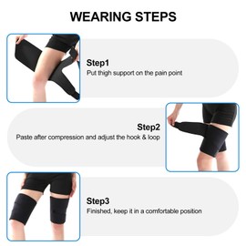 supregear Thigh Wraps Support, Adjustable Compression Neoprene Thigh Sleeve Hamstring Quad Wrap Upper Leg Brace for Women Men Pulled Groin Muscle, Quadriceps, Black + Blue, L
