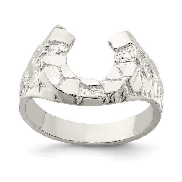 FB JEWELS Solid Sterling Silver Horseshoe Ring Size 11