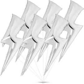 Set of 6 Lightning balloons bolt Foil Party 45 Inch Flash Foil Lightning Bolt Shape Balloons Birthday Party Supplies for Wedding Decoration(Silver)
