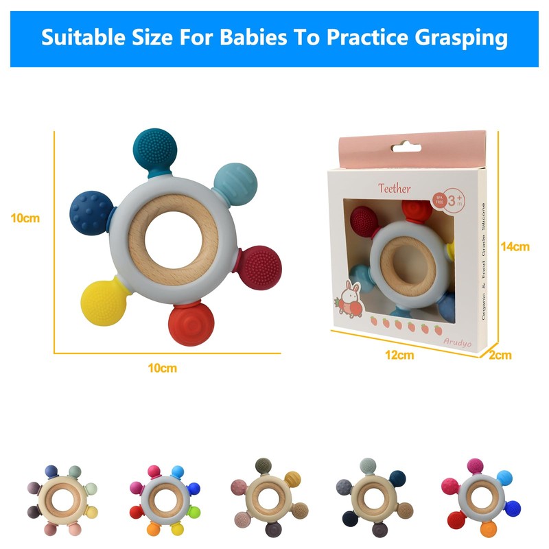 Arudyo Baby Teething Toys Silicone Teethers BPA Free Silicone Rudder