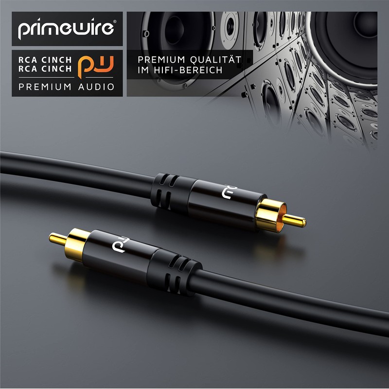HQ RCA Subwoofer Cable 7.5 m Coaxial Cable 1x RCA