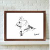 Picasso Cat Drawing Framed Poster aoipro (Wood Grain Frame)