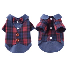 BT Bear Small Dog Tuxedo, Dogs Wedding Suit Puppy Formal Shirt, Dog Suit Formal Tuxedo with Black Bow Tie Cats Small Medium Dogs Outfit for Party Birthday Festiva,Red S