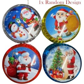 1x Random Christmas LED Light Up Yoyo - Flashing Yo-Yo Toy for Kids, Auto Return Feature, Fun Stocking Stuffer, Size-5.5cm