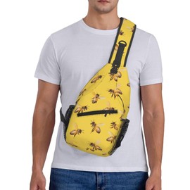 Cuczpau Crossbody Bags For Women Men Bees Yellow Sling Backpack Chest Shoulder Bag Gym Cycling Travel Hiking Daypack