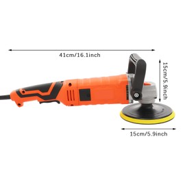 Buffer Polisher Kit for Car, 1580W Rotary Car Buffer Polisher Waxer, 7 Variable Speed 500- 3300 RPM, Rotary Polisher for Car Polishing, Waxing, Glaze, Sanding (Orange)